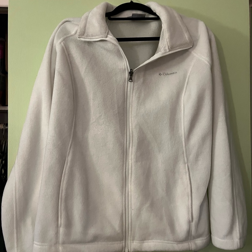 Columbia white fleece zip jacket